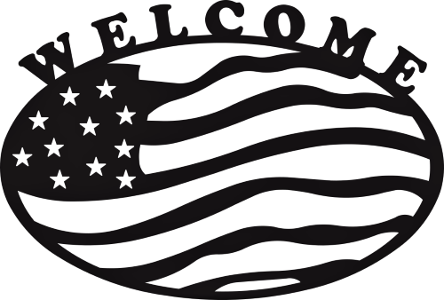 Metal Welcome Sign | American Flag